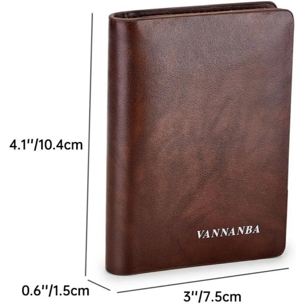Men's Brown Genuine Leather Credit Holder Pocket Bifold Wallets Card Design